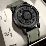 Foxbox Men's Fashion Quartz Watch Cool Dial Creative Magnetic Beads Analog 30M Wr Pu Leather Wrist Watch