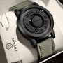 FOXBOX Men's Fashion Quartz Watch Cool Dial Creative Magnetic Beads Analog 30M WR PU Leather Wrist Watch
