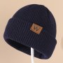 Letter W Patch Knitted Beanie Casual Fashion Knitted Hat