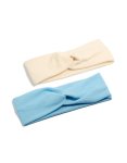 White & Blue Ribbed Twisted Fabric Stretch Headbands 2-PACK