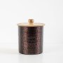 Hammered Canister With Wooden Lid - Burgundy