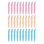 18 Pcs Straight Handle Micro Eyebrow Razors- Yellow Pink Blue
