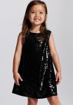 Sequined A-line Dress - Black