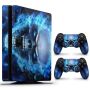 Decal Sticker Skin For PS4 Slim: Blue Skull 2024