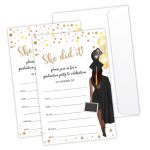 20 Pcs Graduation Party Invitations She Did It Graduation Invite Cards With Envelopes University Bachelor Or High School Grad Ce