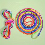 Multicolor Rainbow Jump Rope For Teens And Adults - 275.59-INCH Length Family Fun Games And Party Favors Durable Rubber Construc