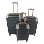 Smte 3 Piece Hard Outer Shell Luggage Set Protected EQ-1Z Black With Keychain