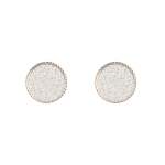 Silver Glitter Inlay Disc Earrings