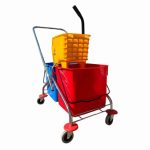 50L Double Bucket & Wringer With Steel Frame - Sanitize Today