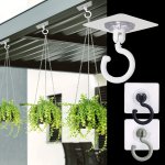 5-PACK Rotatable Adhesive Ceiling Hooks - No Drill Wall Mount Hooks For Plants Lanterns Wind Chimes - Easy Install Contemporary