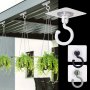 5-PACK Rotatable Adhesive Ceiling Hooks - No Drill Wall Mount Hooks For Plants Lanterns Wind Chimes - Easy Install Contemporary Style Utility Sticky Hangers