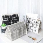 Multi Pockets Table Top Storage Organiser-check Printed - Black