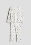 Ribbed Cotton Pyjamas - White Floral