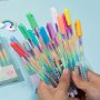 6/12PCS Rainbow Gradient Gel Pens Glitter Colors