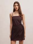 Sienna Linen Sarong MINI Dress - 16 Chocolate