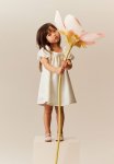 Balloon-sleeved Satin Dress - White
