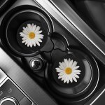 2PCS Daisy Flower Absorbent Car Cup Holder Coaster Mats Car Interior Accessories For Women Water Cup Coasters For Car Vehicles &
