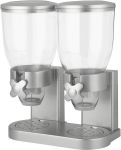 1000GMS Double Barrel Cereal Dispenser With Portion Control - Silver