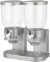 1000GMS Double Barrel Cereal Dispenser With Portion Control - Silver