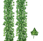 12 Strands Artificial Vine Leaves Hanging Green Leaves - Grape