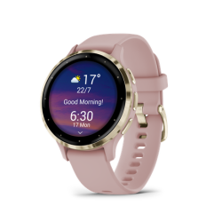 Garmin Venu 3S - Soft Gold Stainless Steel Bezel, Dust Rose Case & Silicone Band