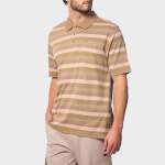 Jeep Mens Yarn Dye Stripe Golfer In Beige - Beige 3XL