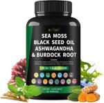 Seaweed Capsules: Seaweed Black Seed Ashwagandha Fucus Burdock Root Multivitamin D3 C Vitamins 60 Capsules