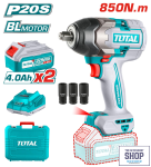 Impact Wrench 850NM Cordless Total Tools 2 X Battery And 1 X Charger TIWLI2085