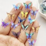 20PCS Mixed Colorful Resin Butterfly Charms MINI Glitter Crystal Nail Art Rhinestones Flat Back Appliques For Diy Wedding & Scra