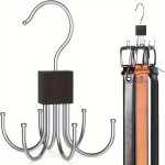 Versatile 360 Rotating Belt Hanger - Durable Metal Organizer For Belts Scarves Ties & More - Ideal For Closet Wardrobe Home & Do
