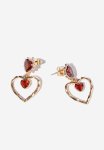 Small Charm Earring - Up Gold Garnet Diamante Heart