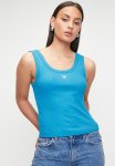 Guess Sl Triangle Bling Rib Tank - Winter Blue