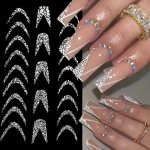 French Nail Art Stickers Self Adhesive Glitter Strip Line Nail Art Decals For Nail Salons Nail Art Supplies For Women And Girls