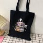 1PC Cartoon Book Print Tote Bag Large Capacity Shoulder Bag Women's Casual Handbag & Shopping Gift Bag