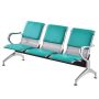 Steel Chrome Upholstered 3 Seater Waiting Area Reception Chairs - Green