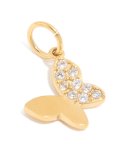 Waterproof Gold Plated Stainless Steel Cubic Zirconia Butterfly Charm