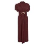Burgundy Buckle Draped Dress