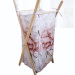 Washing Basket Wooden Stand Floral: Pop Of Peoni