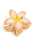 Goldair Gold Peach & Yellow Enamel Frangipani Claw Clip