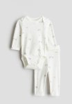 2-PIECE Cotton Jersey Set - White Patterned