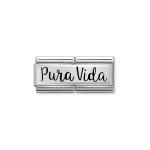 Silver Double Engraved Pura Vida Link