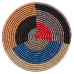Sisal Rwandan Basket Bowls - Medium 30CM - Blue Black Natural White And Green Abstract - 30CM Diameter