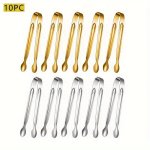 6-PIECE Stainless Steel MINI Tongs Set - Sleek Durable Serving Utensils For Appetizers Sugars & Ice - Ideal For Buffets Bars Bbq
