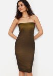 Knitwear Strapless Print Detailed Dress - Khaki