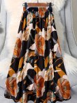 Floral Print Side Slit Skirt Vacation Style High Waist Flowy Skirt For Spring & Summer Women's Clothing