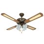 Rattan Ceiling Fan With Light Antique Brass E27 4X40W