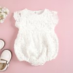 White Lace Romper With Silk Ribbon Tie