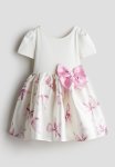 Flared-skirt Dress - White Bows