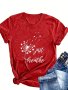 Dandelion Print Crew Neck T-Shirt Casual Short Sleeve T-Shirt For Spring & Summer Women's Clothing