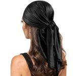89.99CM Bright Color Satin Square Scarf Simple Thin Sunscreen Headscarf Casual Hair Wrap For Sleeping At Night